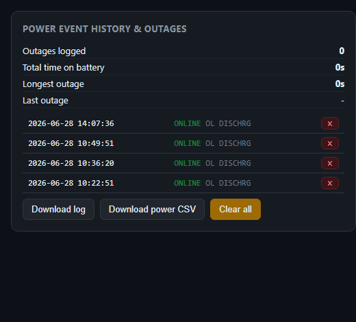 Power event history panel